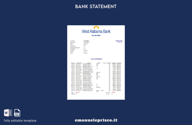 modello word di estratto conto bancario stile verificato USA West Alabama